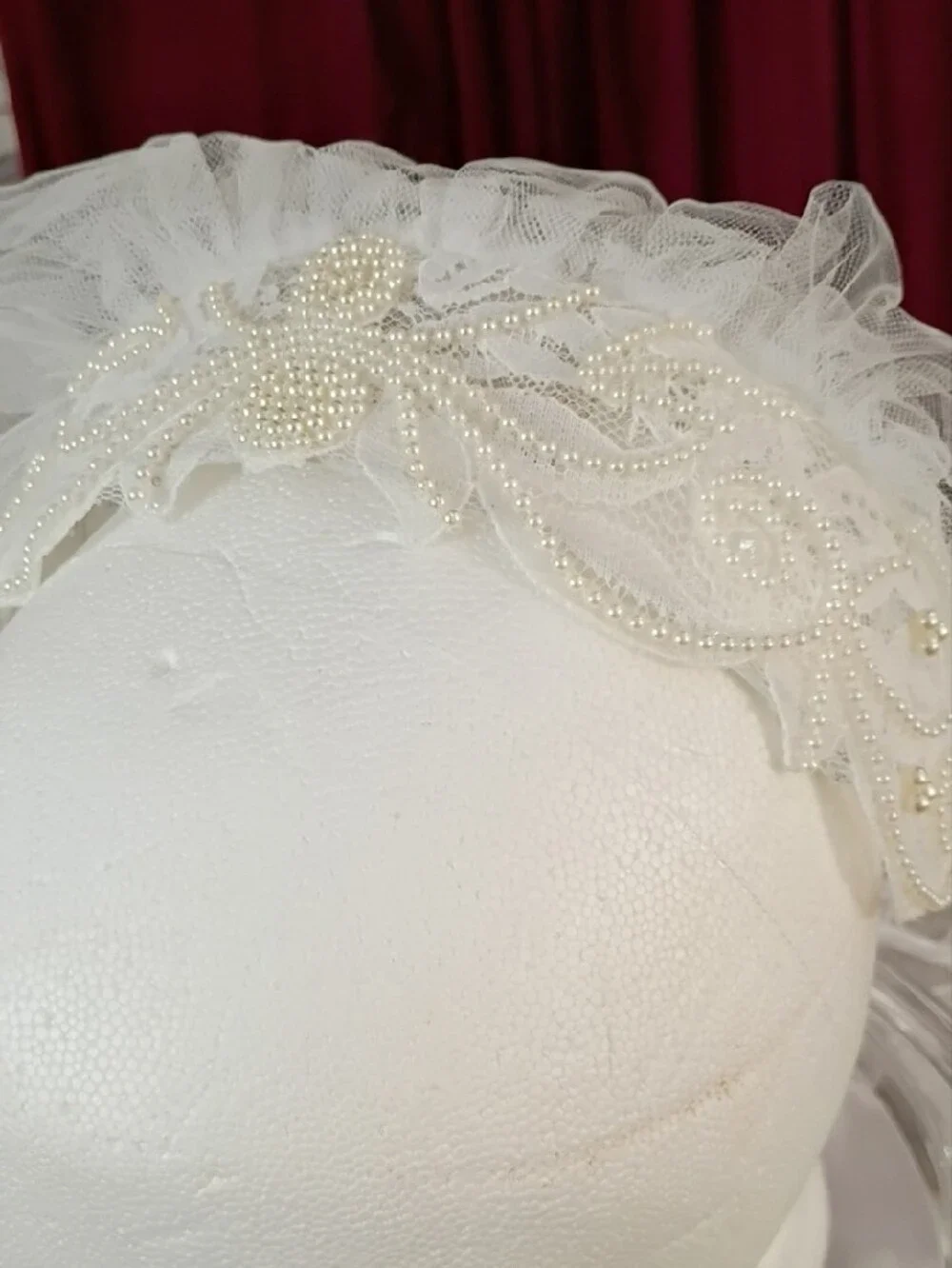 Vintage White Bridal Veil with Decorative Headband